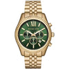 Michael Kors Watch Lexington Chronograph Gold Green MK8446