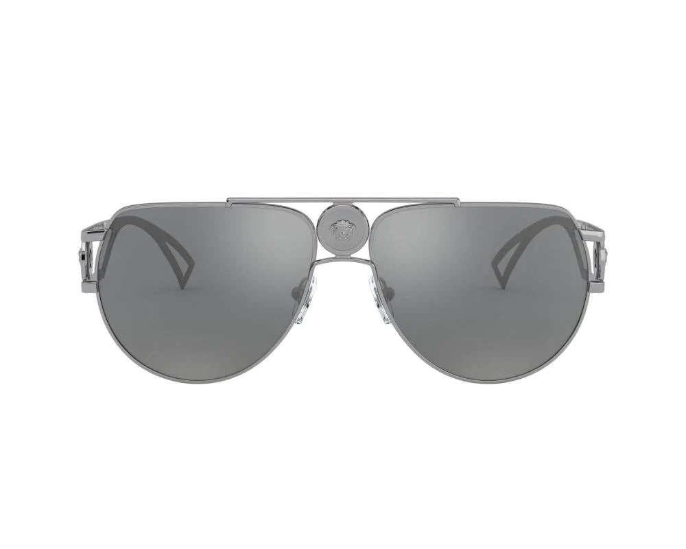 Versace Men's Sunglasses Medusa Pilot Silver Mirror VE222510016G
