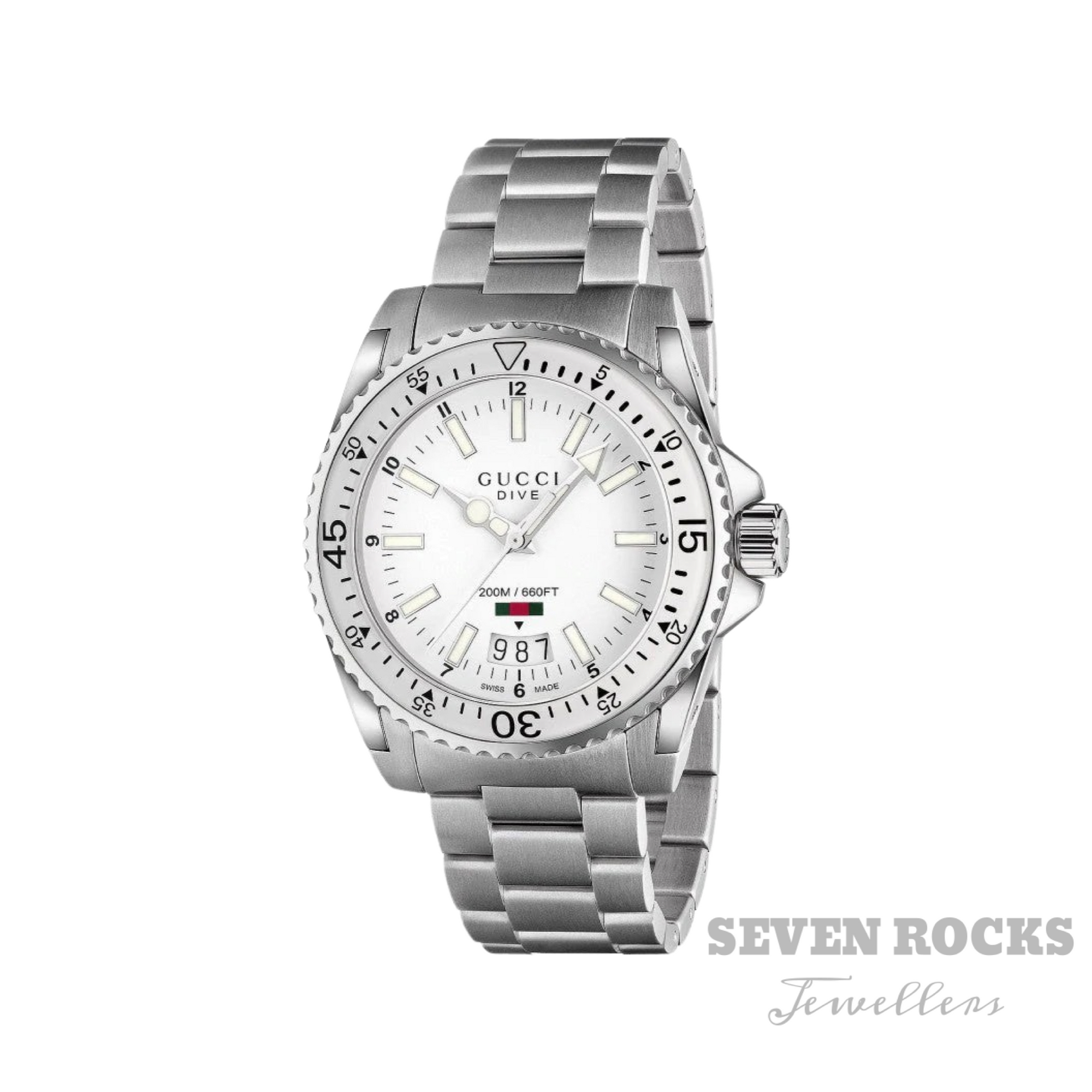 Gucci Men's Watch Dive White Silver YA136302