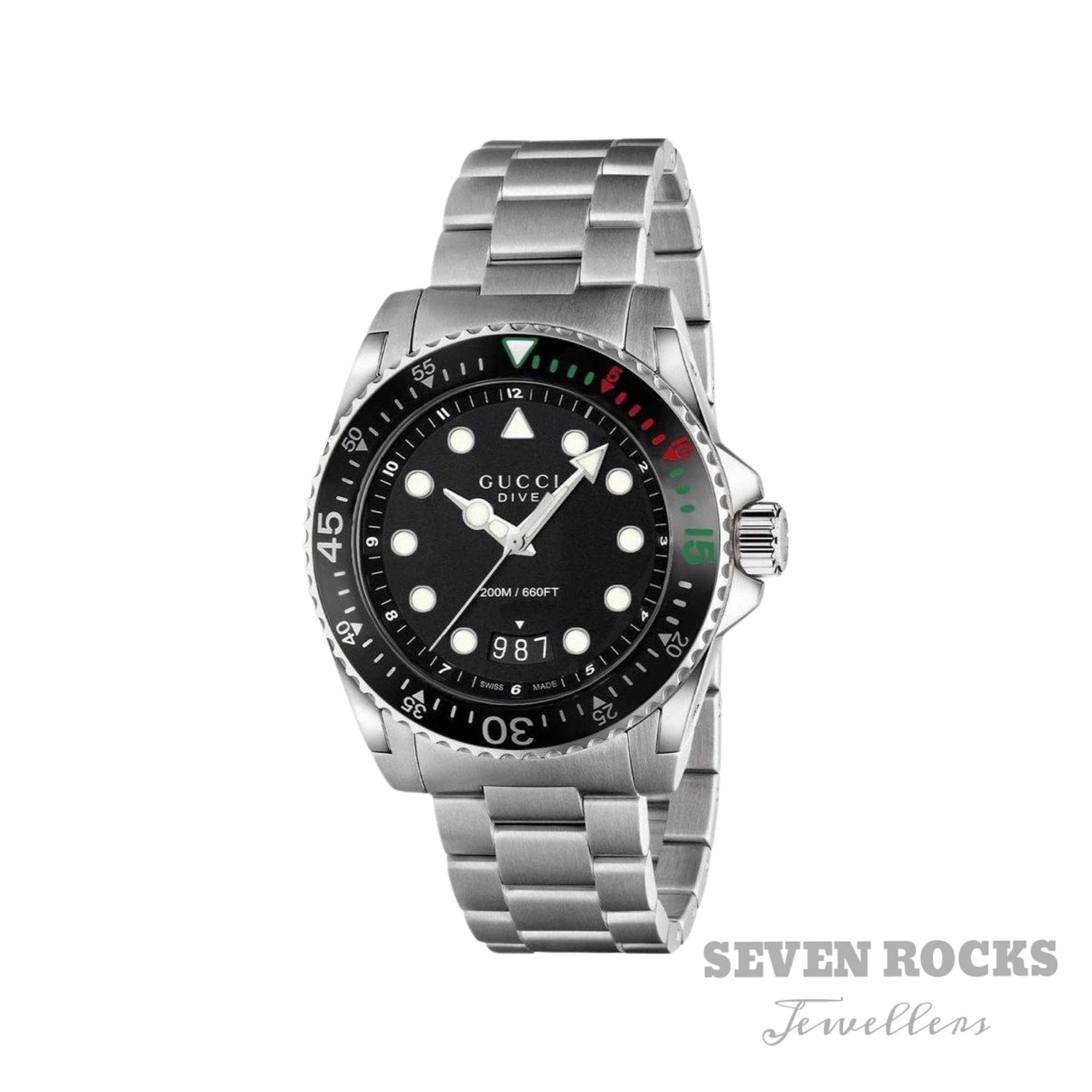 Gucci Men's Watch Dive Black Silver YA136208