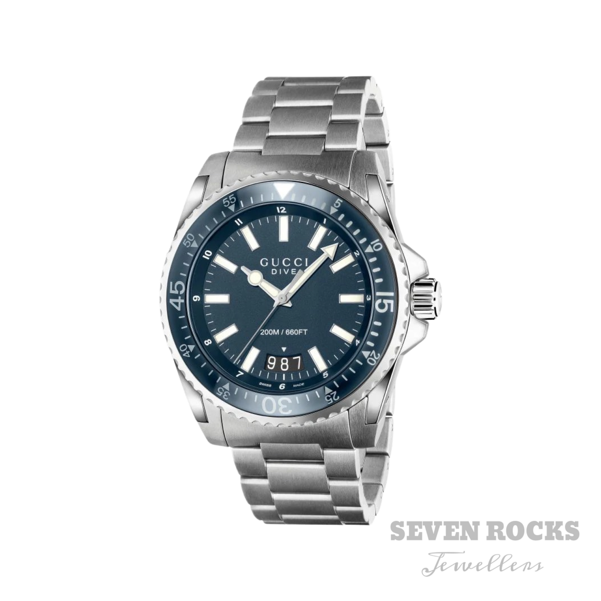 Gucci Men's Watch Dive Silver Blue YA136203