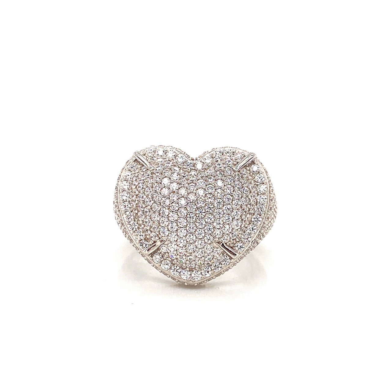 White Gold Iced Heart Ring