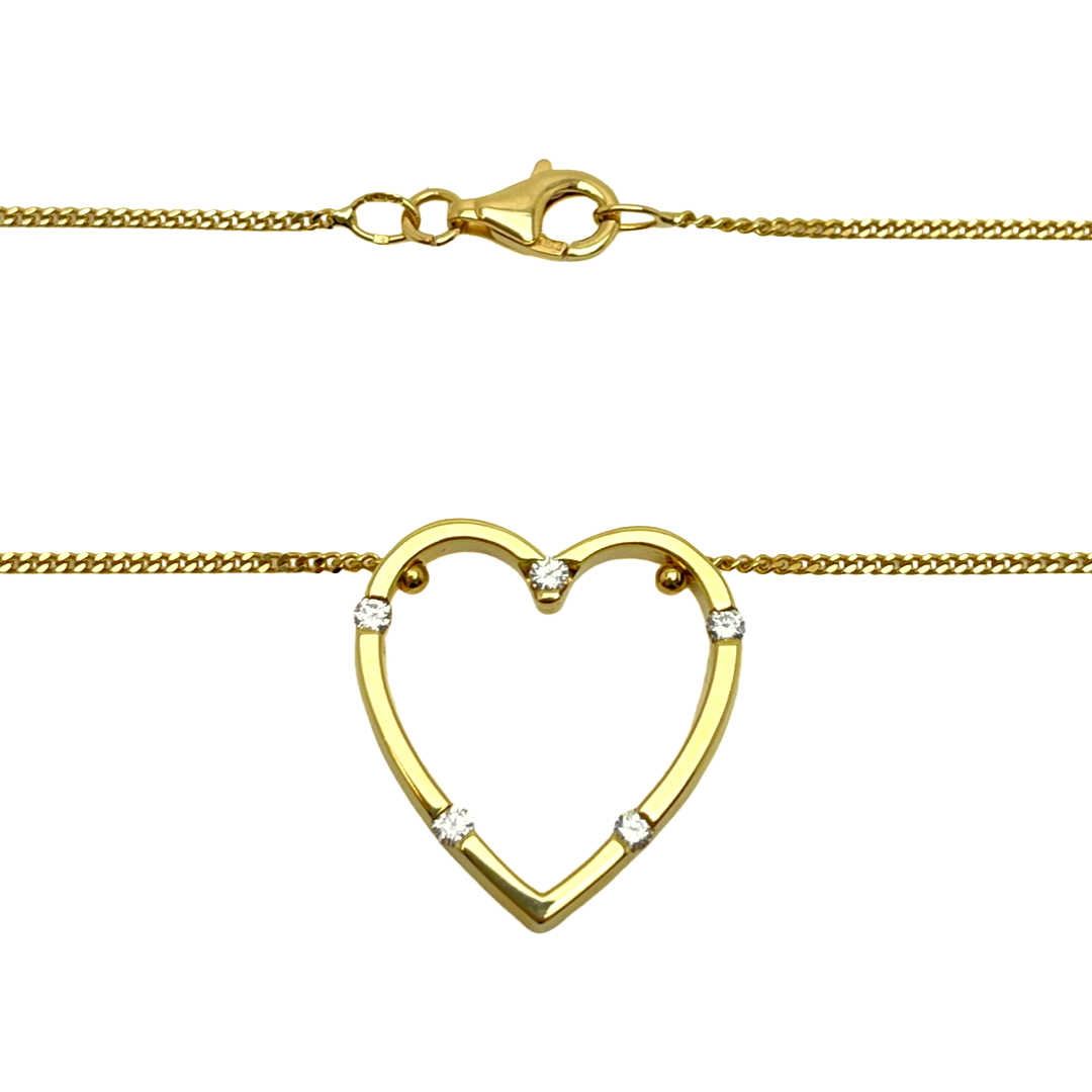 18 K Yellow Diamond Heart Necklace