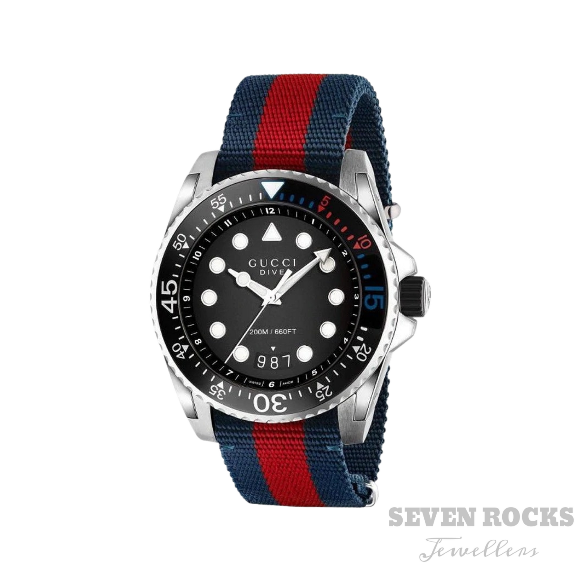 Gucci Watch Dive Black Stripe Blue YA136210