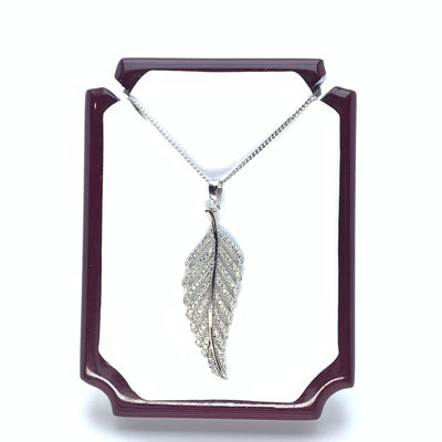 White Gold Iced Leaf Necklace