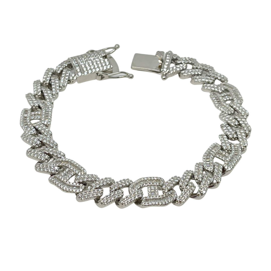Dripping Iced Out Men’s Silver Bracelet