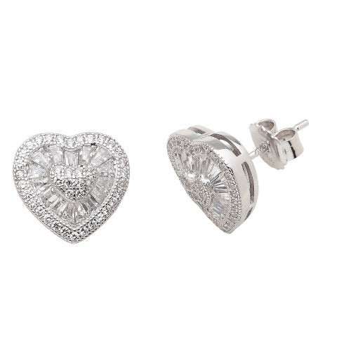 Heart Silver 925 Earrings Studs 