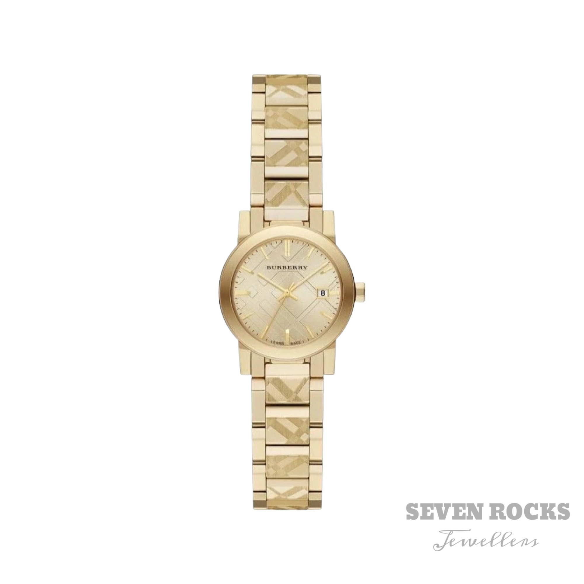 Burberry Ladies Watch The City Engraved Check Gold BU9234