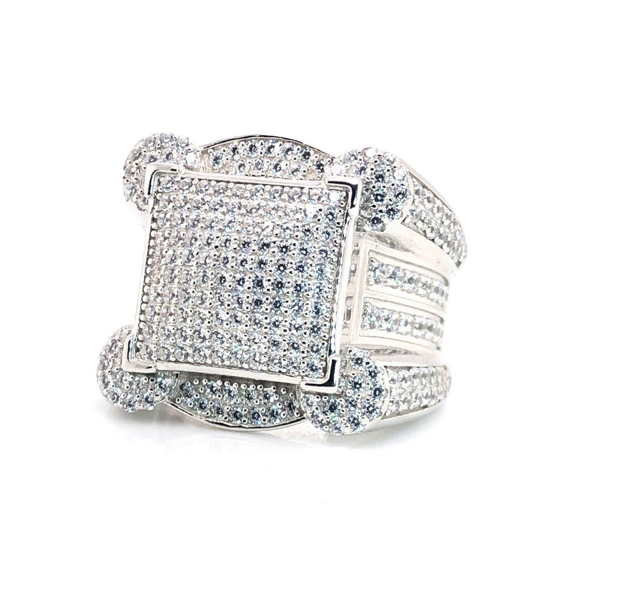 White Gold Iced Canon Ring