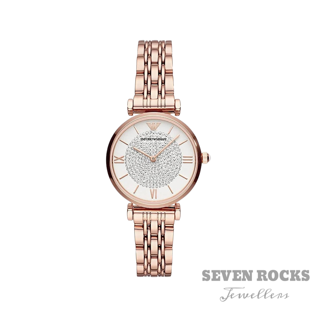 Emporio Armani Ladies T-Bar Gianni Watch Rose Gold Plated AR11244