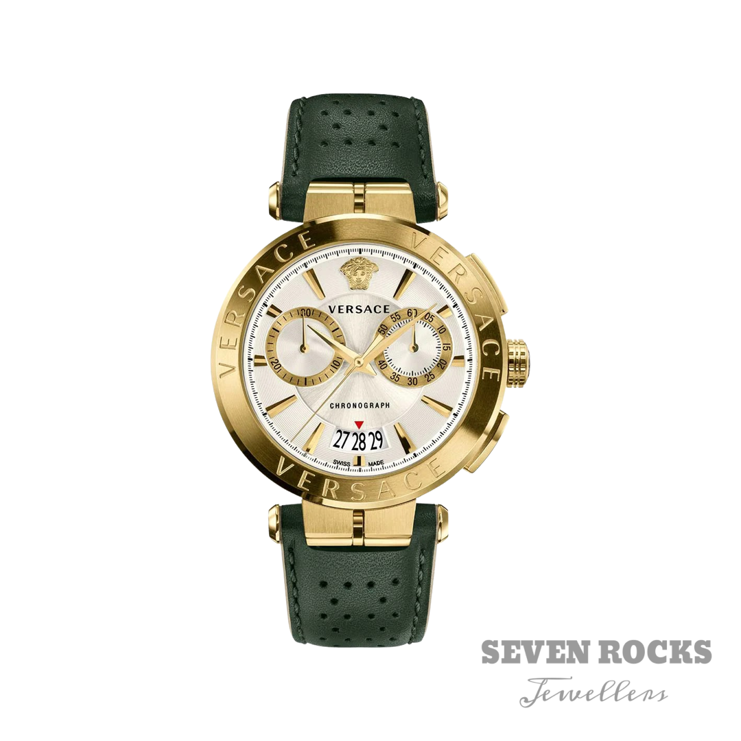 Versace Men's Chronograph Watch Aion Gold Green VBR020017