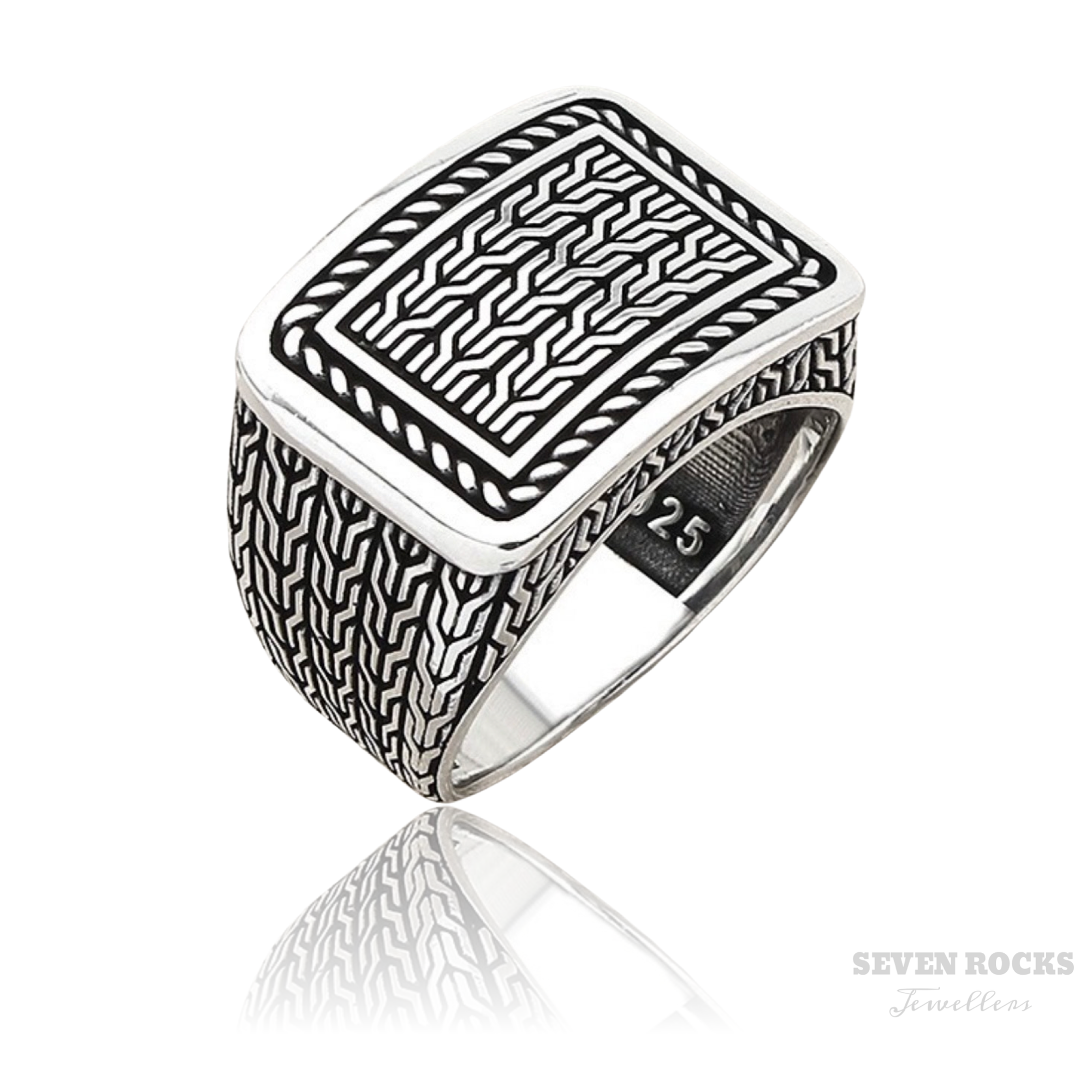Silver Men’s Ring With Pattern