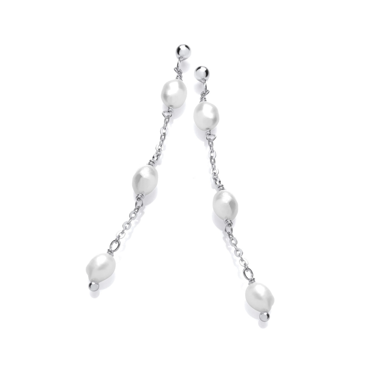 Water Pearl Silver Drop Earrings JZER163