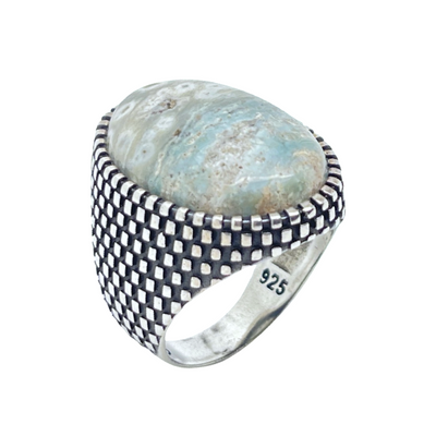 925 Silver Agate Ring