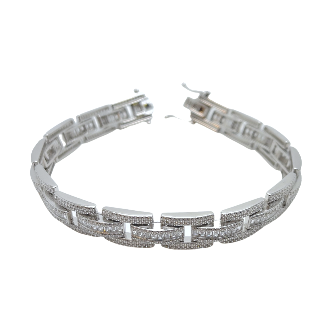 Lab Diamond Men’s Silver Bracelet