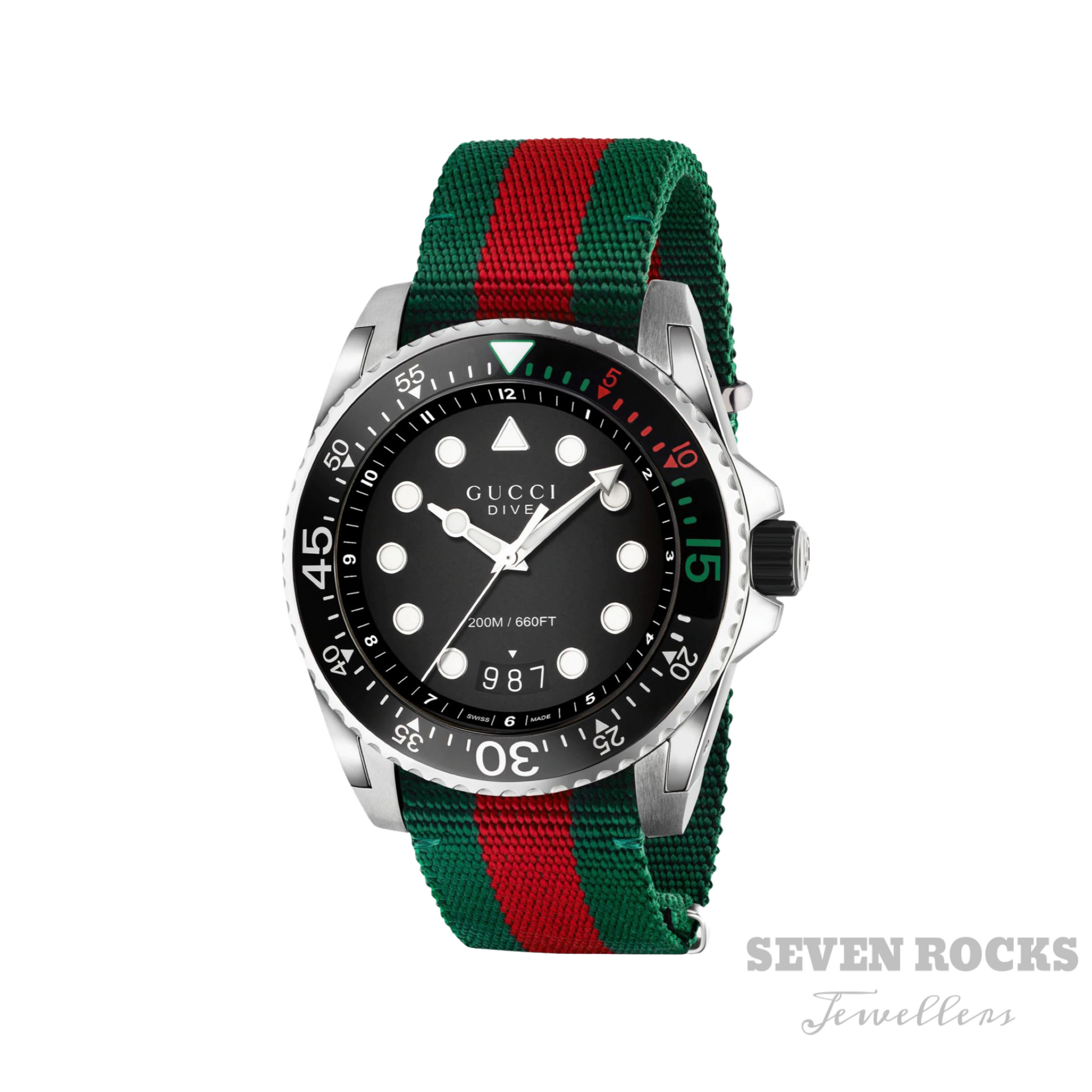 Gucci Watch Dive Black Stripe Green YA136209