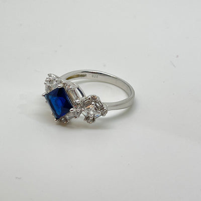Sapphire Blue Princess Ring