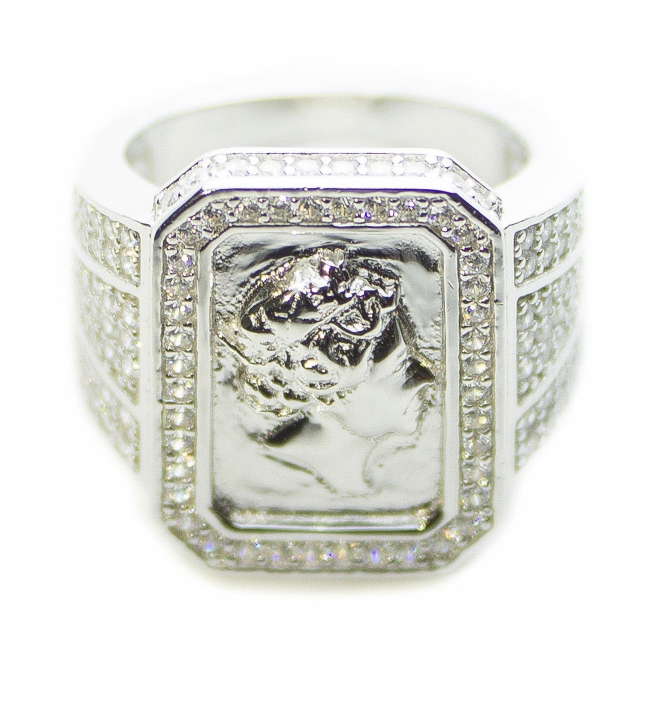 White Gold Iced Queen Ring