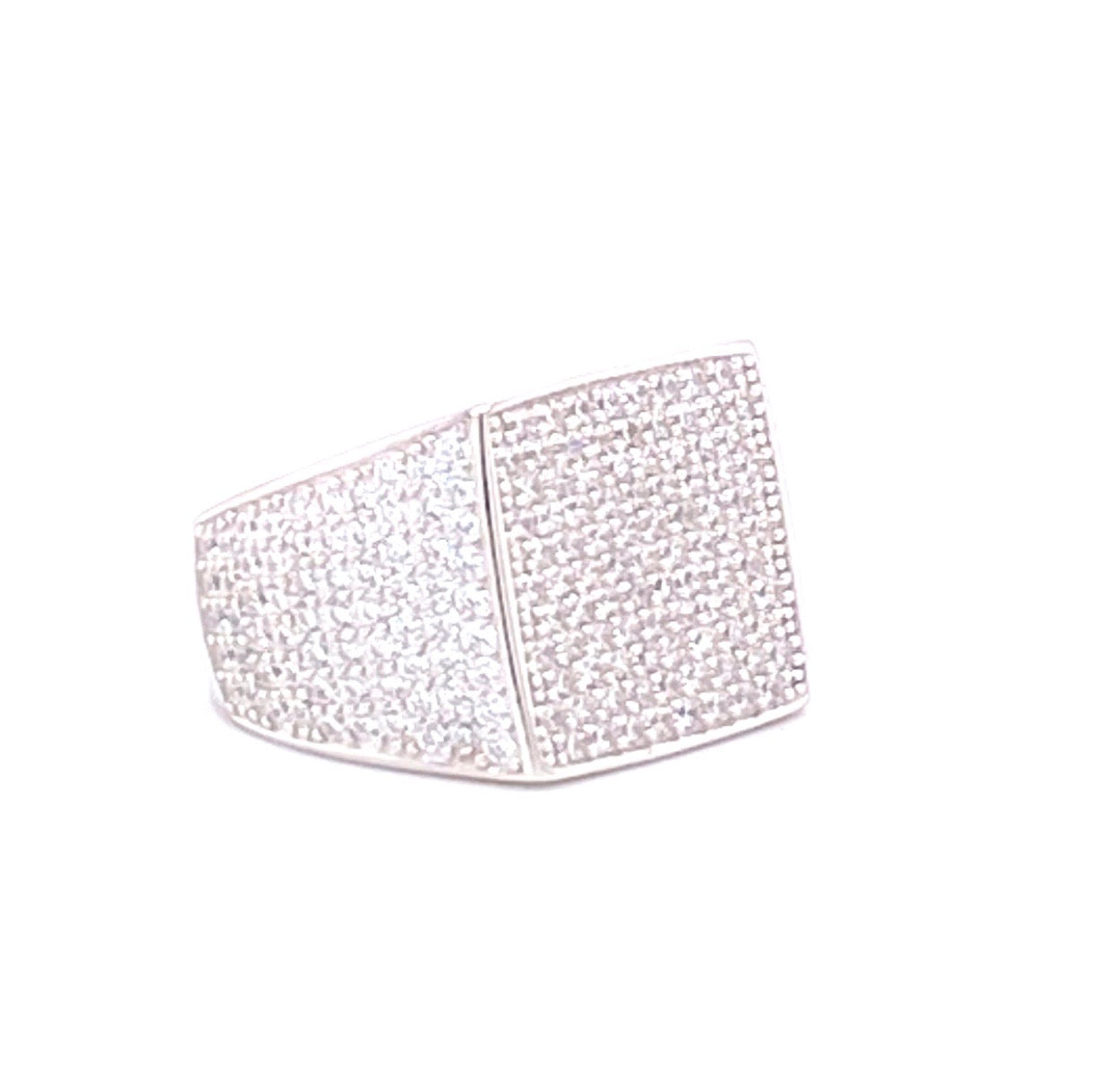 White Gold Iced Cubix Ring