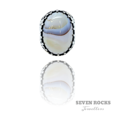 Agate Mens Silver Ring