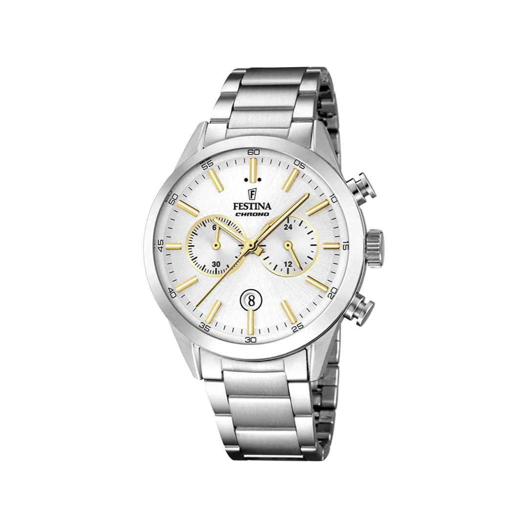 Festina Watch Silver Gold Chrono Stainless Steel F16826-D