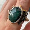 Emerald lion men’s 925 silver ring