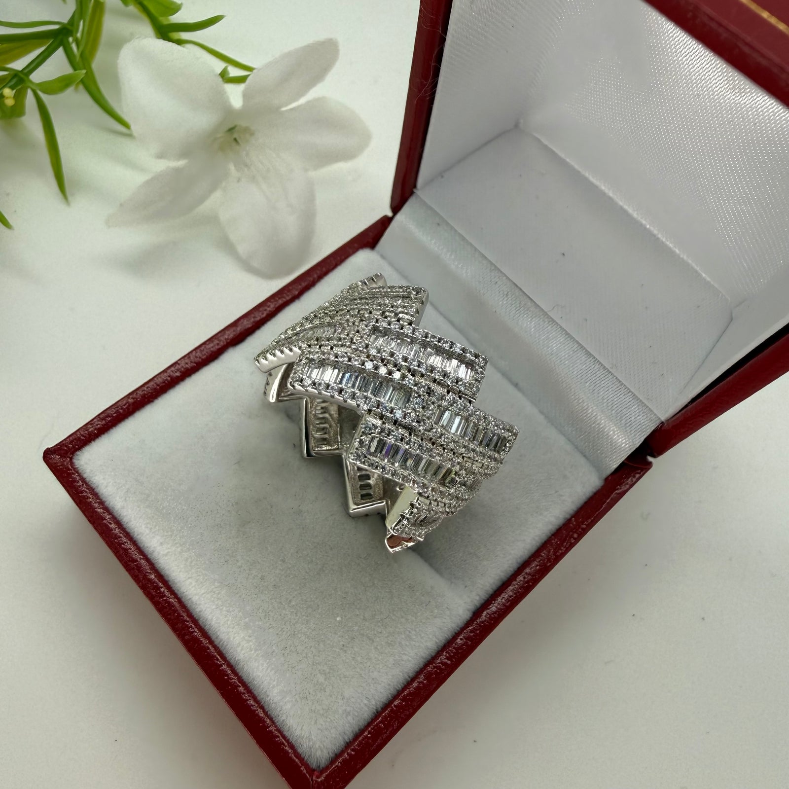Cuban Iced Baguette Eternity  Ring