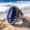 925 Silver Blue Agate Mens Ring