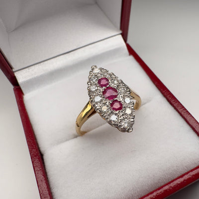 18 K Diamond Ruby Ring