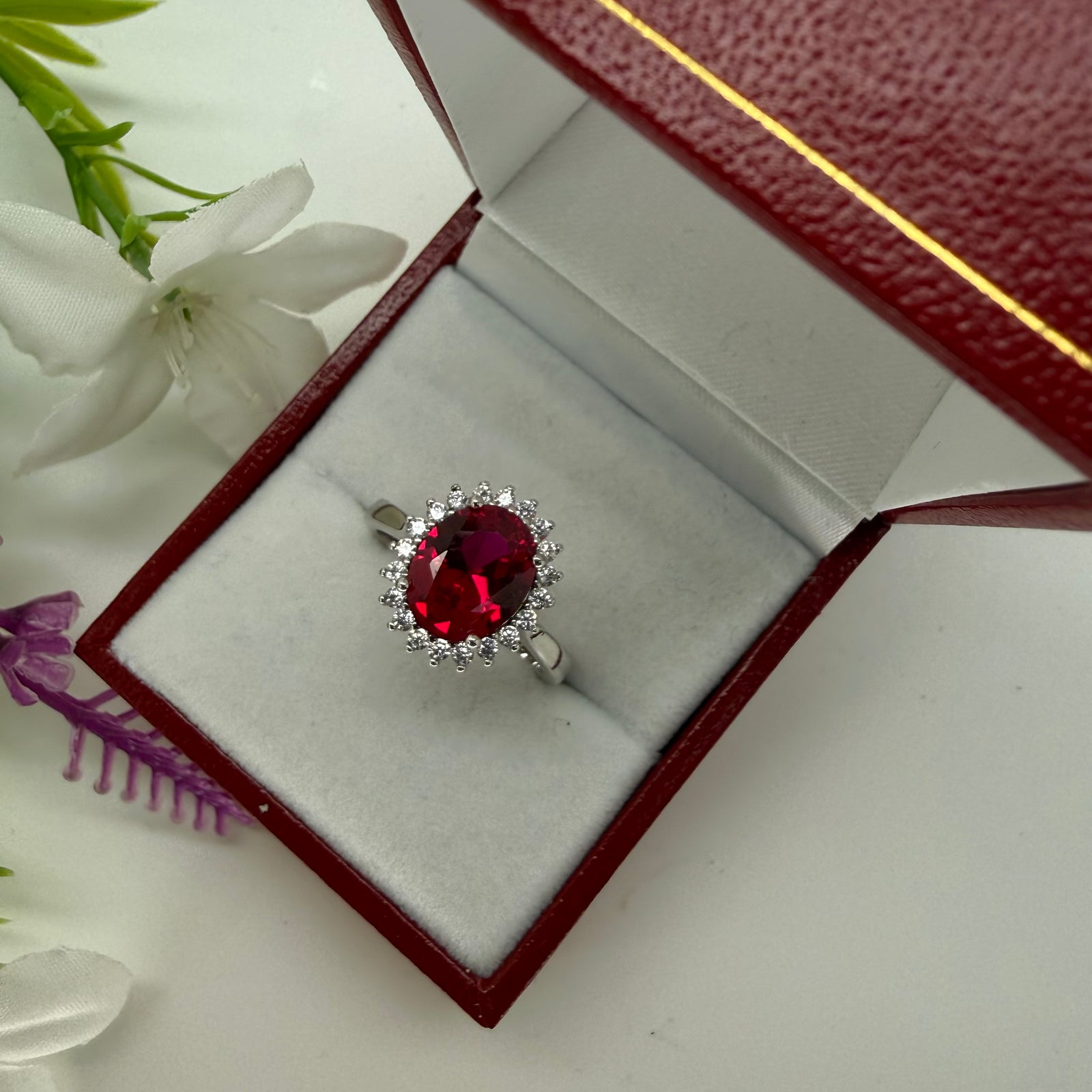 Cluster Ruby Tone Ring