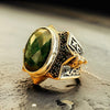 Emerald lion men’s 925 silver ring