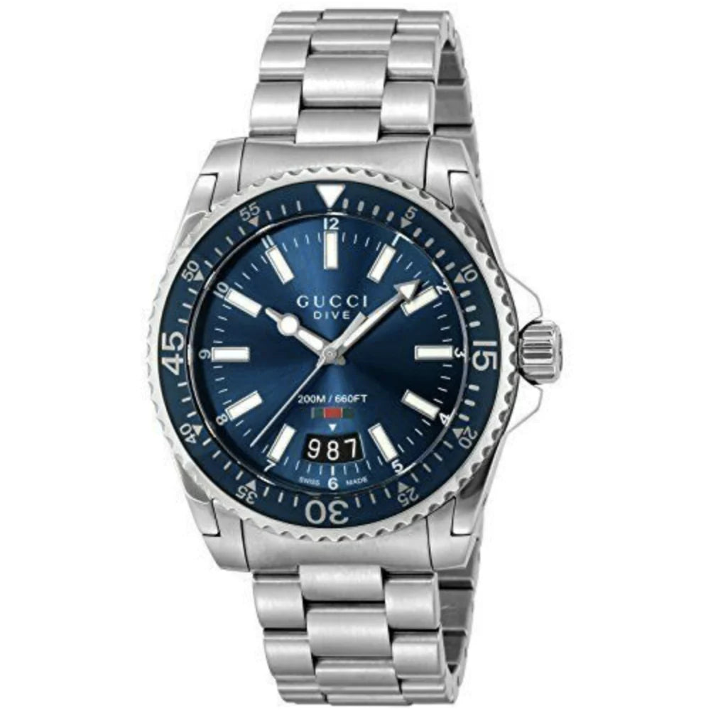 Gucci YA136311 Men's Dive Silver / Blue Stainless 40mm Swiss Watch