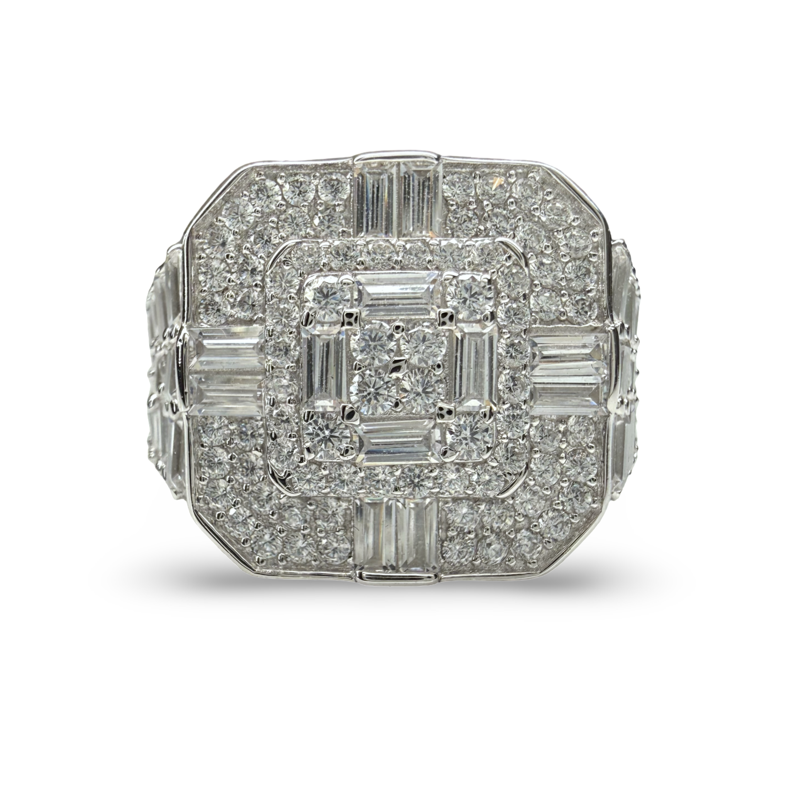 925 Sterling Silver Stone Set Square Signet Ring