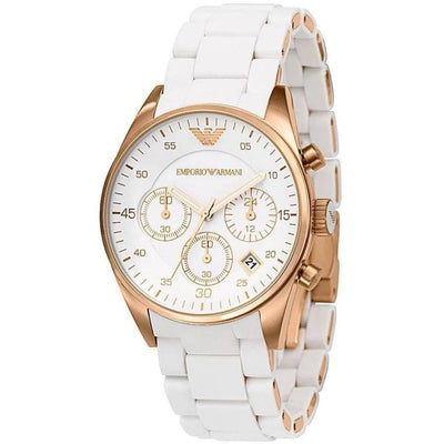 Emporio Armani Ladies Chronograph Watch Sportivo Rose Gold PVD AR5920