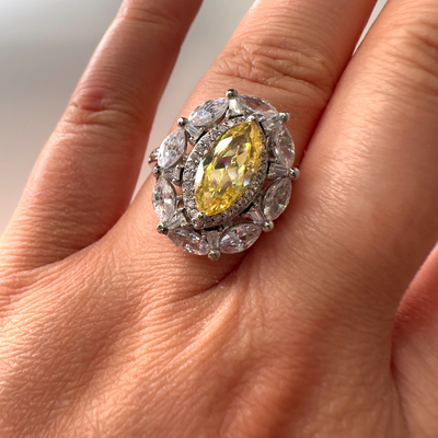 Marquise Fancy Intense Yellow Diamond Ring