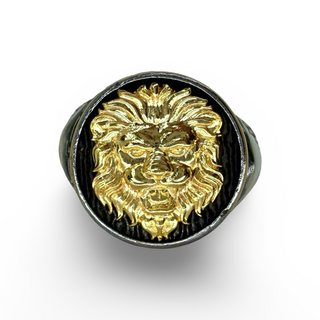 925 Silver Lion Head Signet Ring - Sterling silver / S