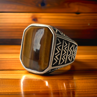 Tiger Eye Men’s Silver Ring