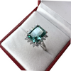 Radiant Cut Emerald Halo Ring