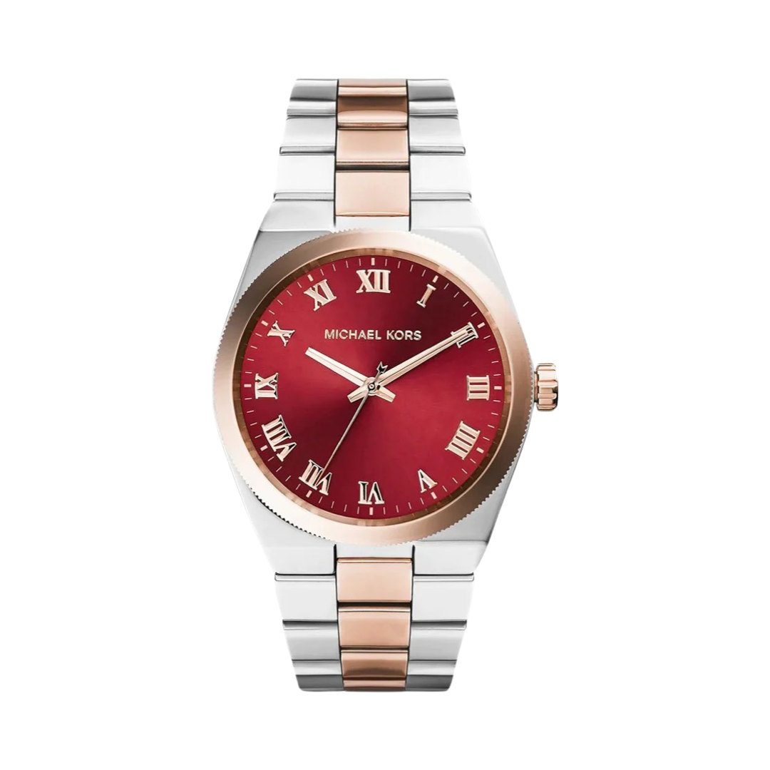 Michael Kors Watch Ladies Channing Red Rose Gold MK6114