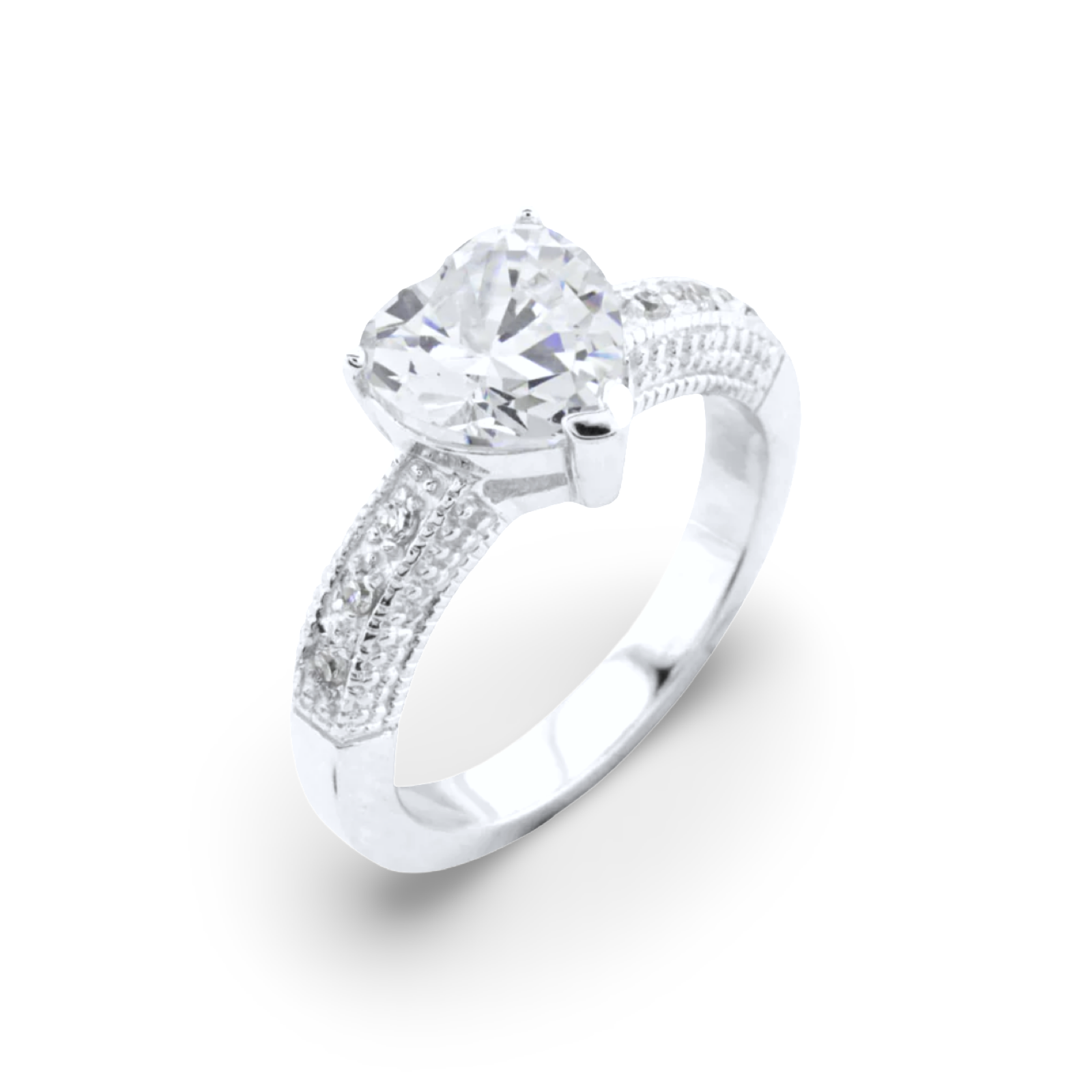 Heart Silver Engagement Ring