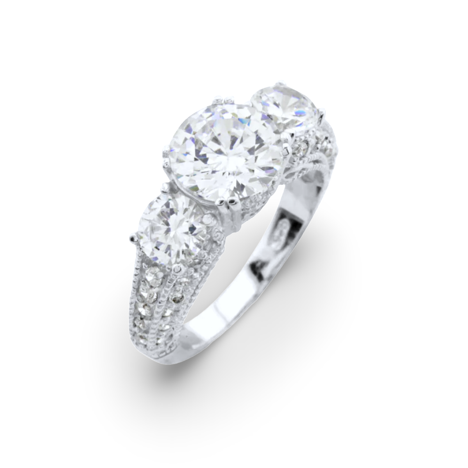 Micropave Trilogy  Silver Ring