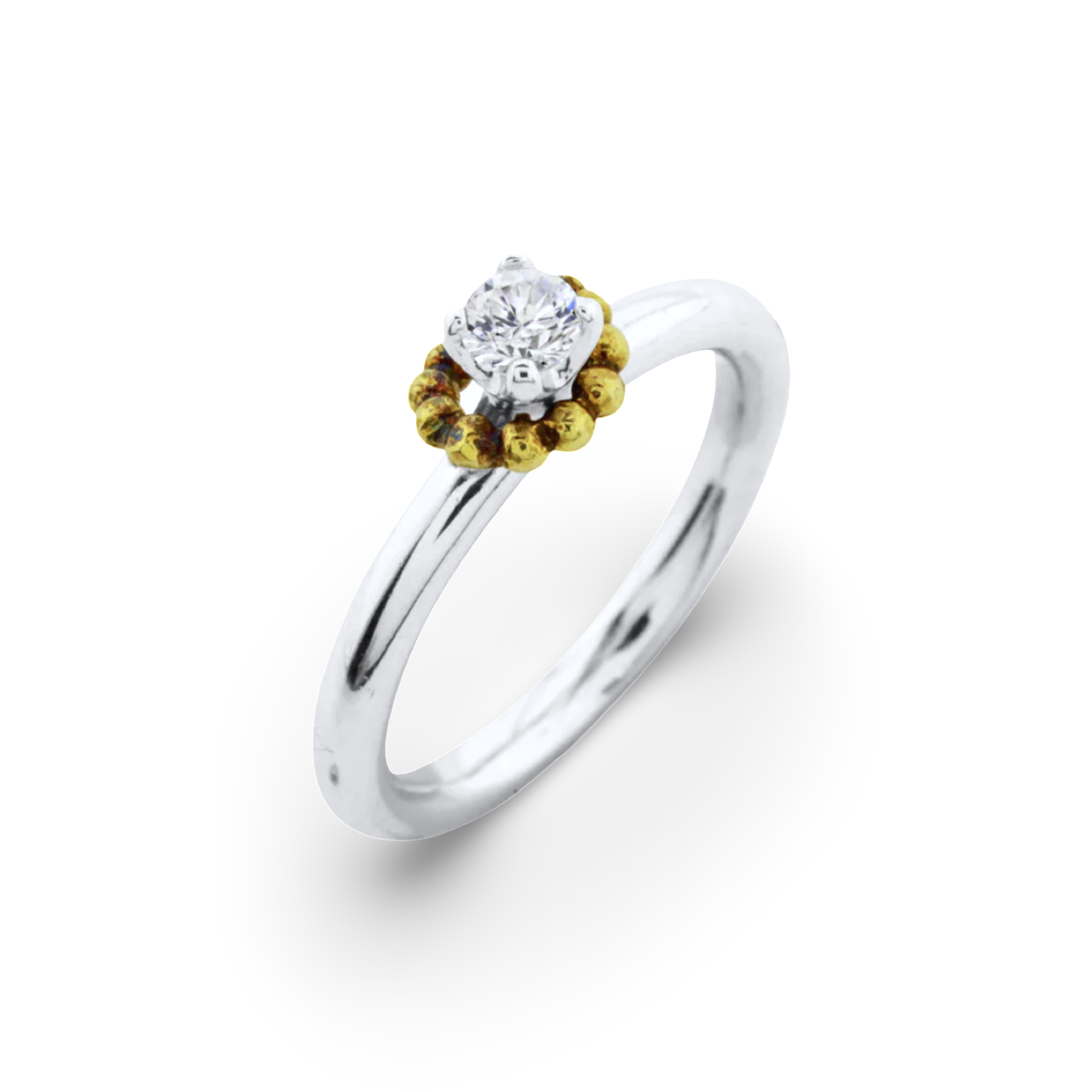 Solitaire Stack Halo Ring