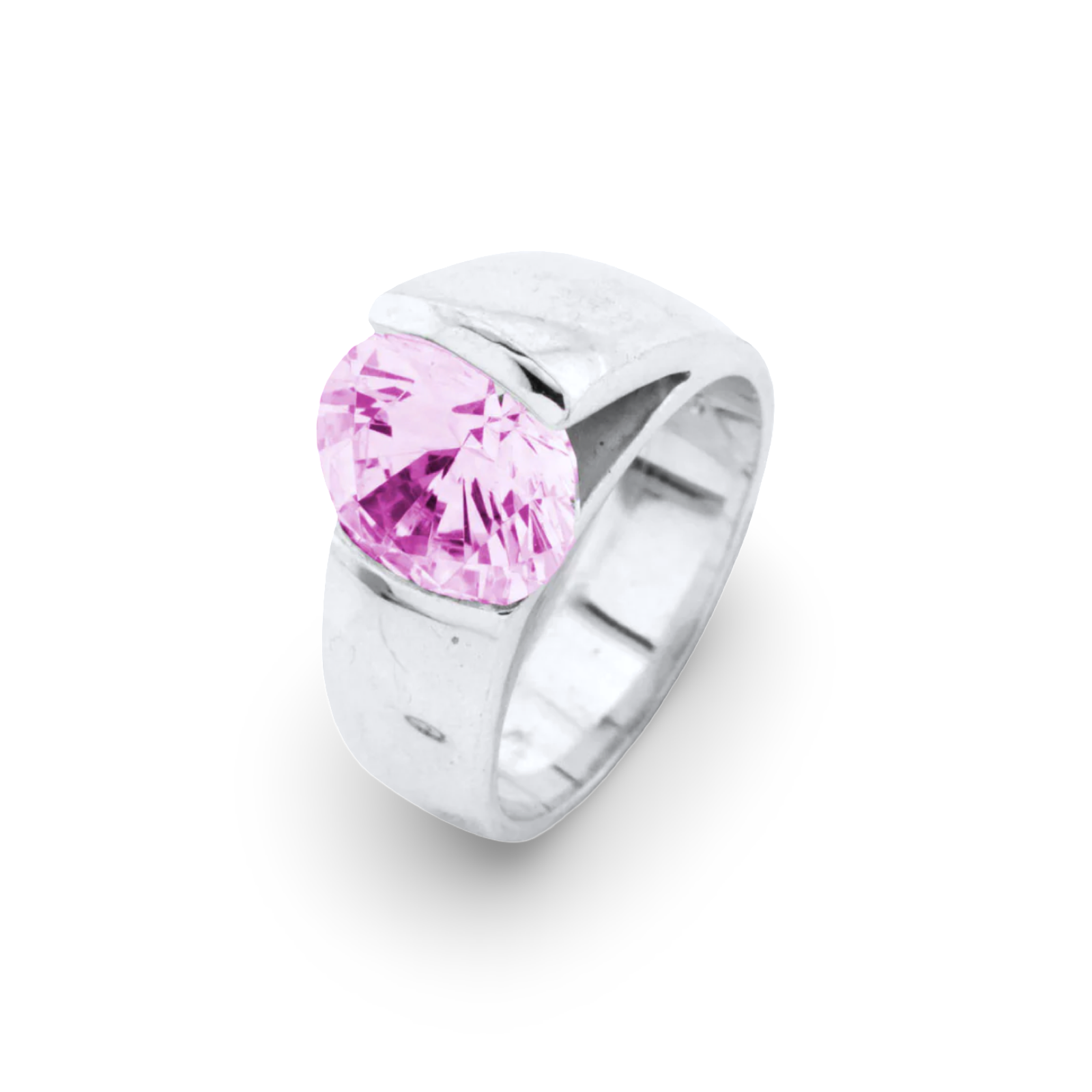 Pink Contemporary Silver Ring