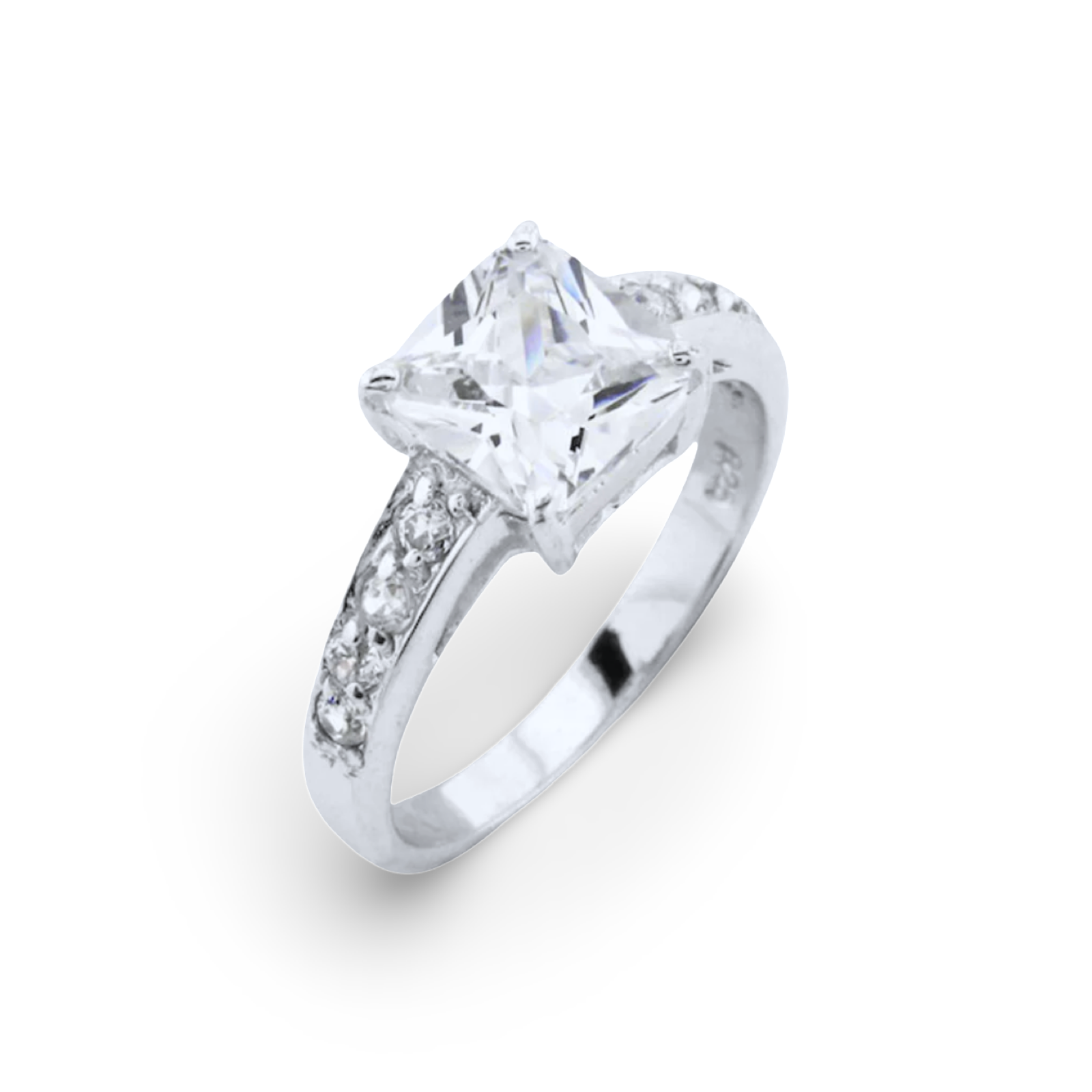 Princess Cut Engagement Silver Ring