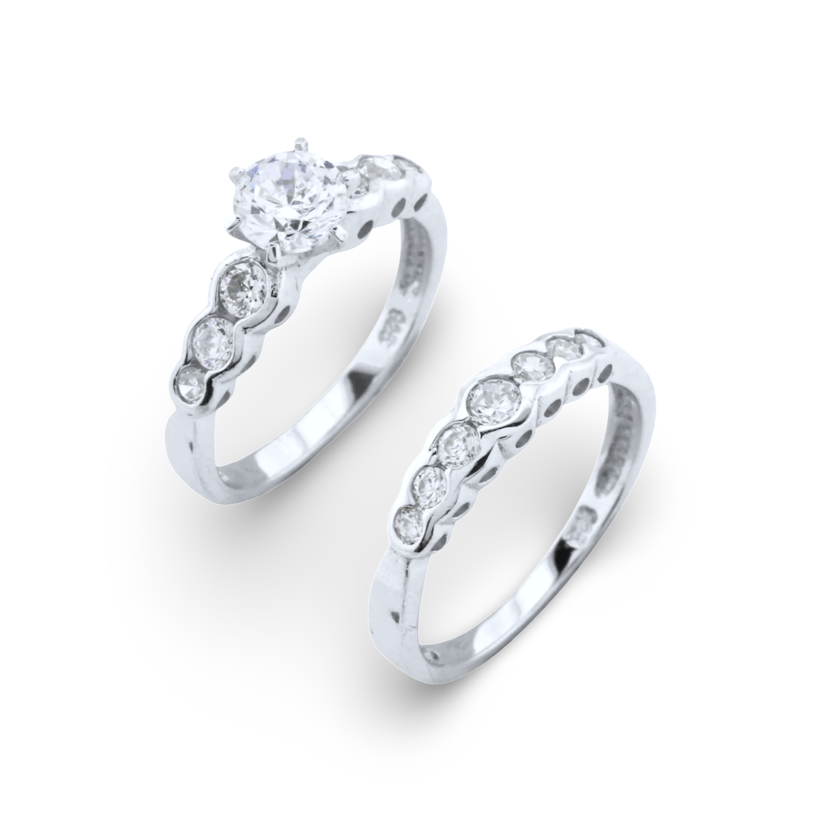 Bezel Setting Wedding Ring Set