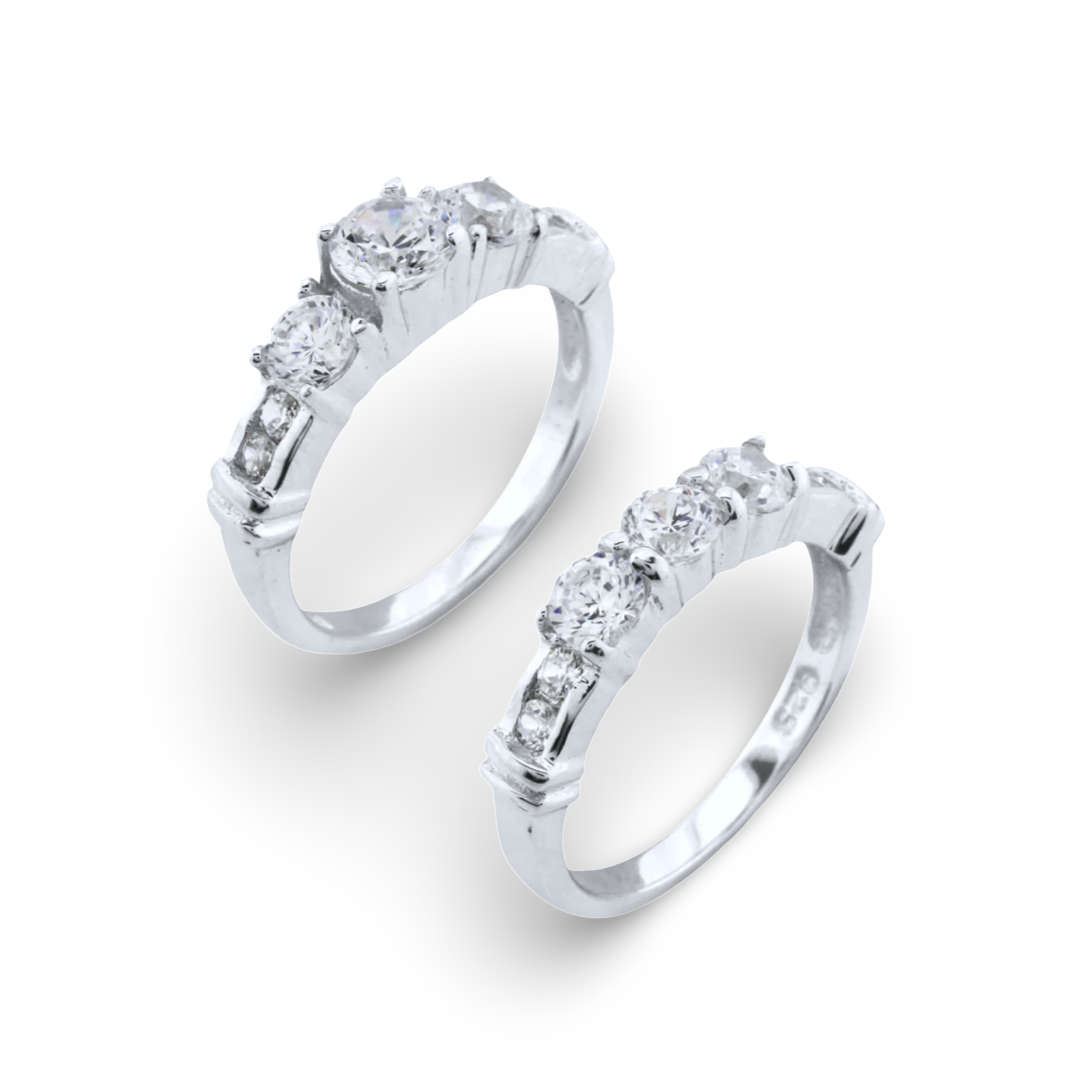 5 Stone Wedding Ring Set
