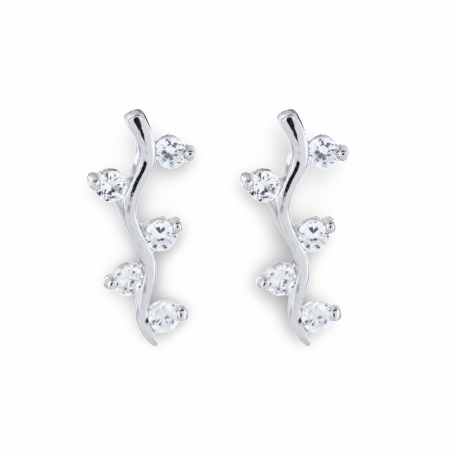 Vine Silver Loop Earrings