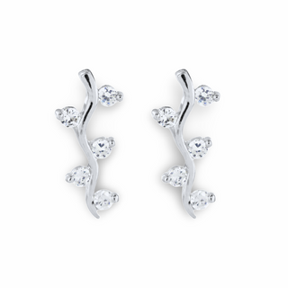 Vine Silver Loop Earrings