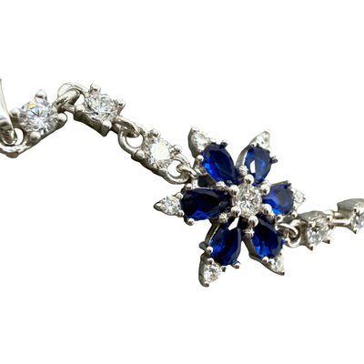 925 Silver Bracelet Blue Flower