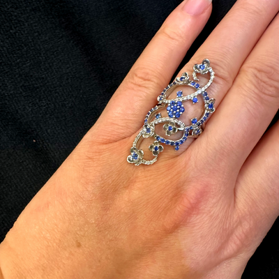 14 K Le Vian Diamond & Sapphires Flower Limited Edition Ring